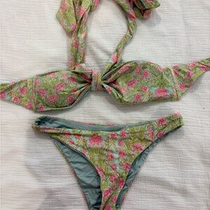 Dippin Daisy Floral Bikini Set with Pink and Green Pattern